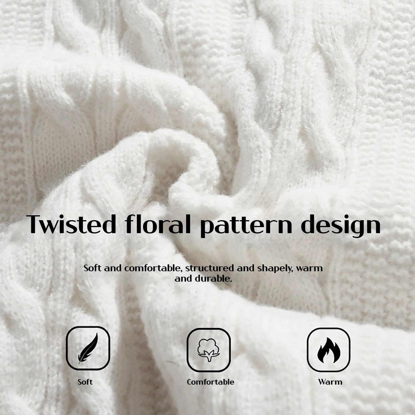 Men Winter Sweaters Men's Thick Twisted Flower Knitted Sweater Autumn Winter Round Neck Pullover Sweater Warm Top Women Sweater