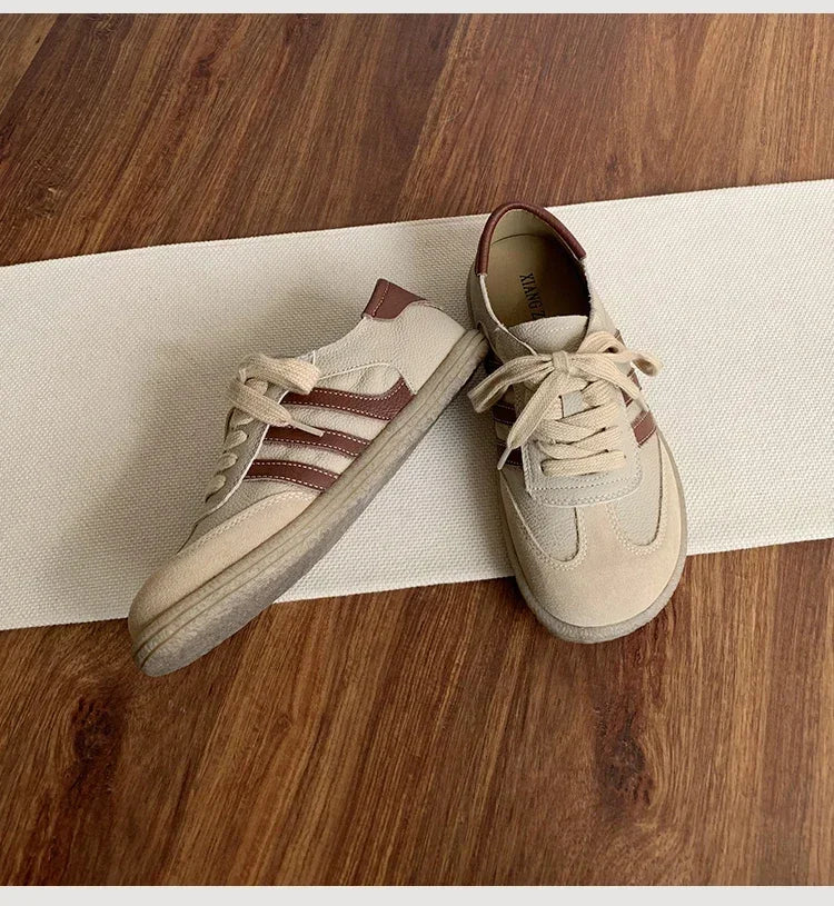 Leather cowhide German training shoes women's college style casual shoes 2025 new soft-soled casual flat-soled sports shoes