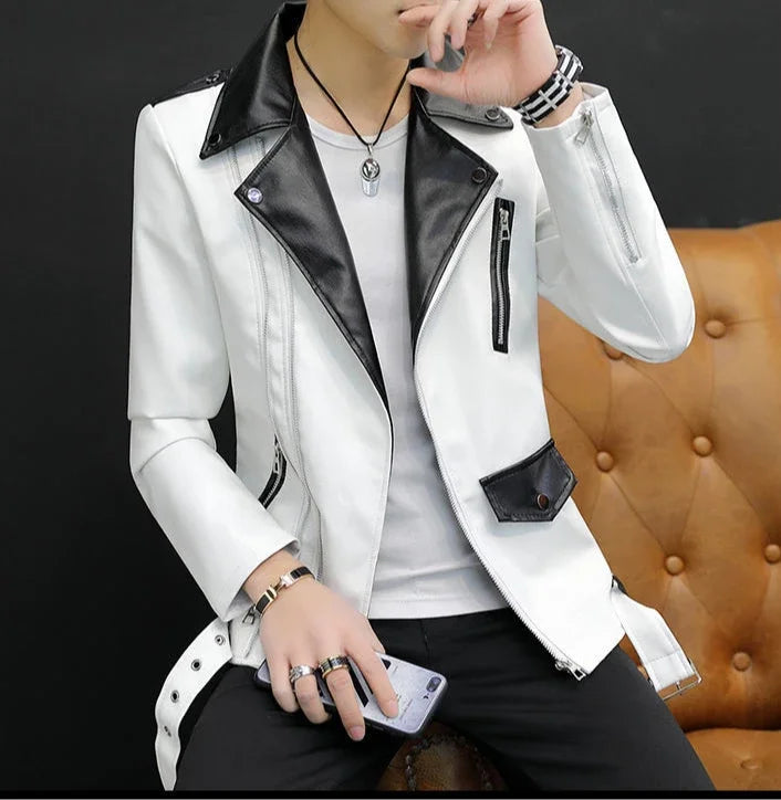Coats Black Leather Jacket for Men Trendy 2025 Fashion Fashionable Spring Clothes Man Suits and Blazers Menswear Vintage Classic