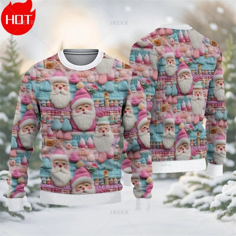 Merry Christmas 3D Printed Sweatshirts Santa Claus Graphic Christmas Sweater Men Fashion Ugly Christmas Sweater New In Sweaters