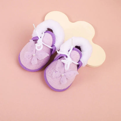 Cute Baby Girls Winter Boots Warm Fleece Lined Snow Shoes with Anti-Slip Sole for Toddlers in Cold Weather