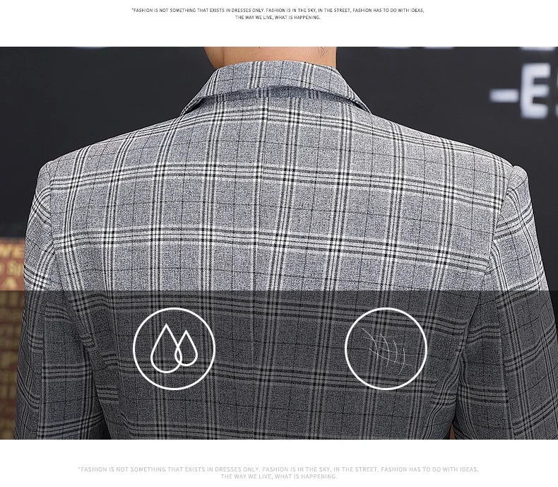 Men's British Style Checkered Suit Casual High-End Spring Autumn Small Plankton Design Handsome Coat