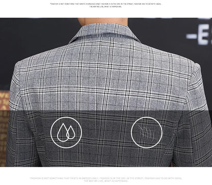 Men's British Style Checkered Suit Casual High-End Spring Autumn Small Plankton Design Handsome Coat