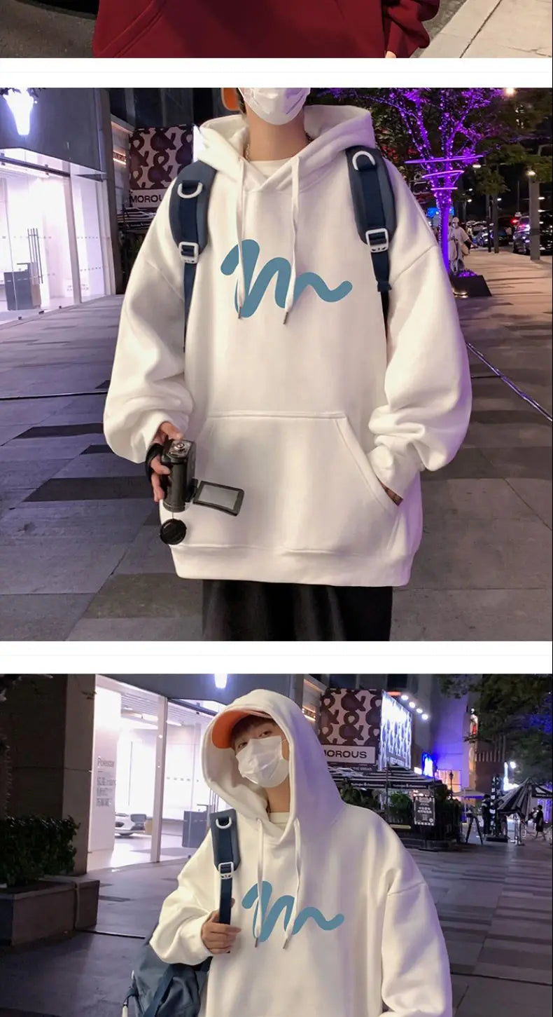 Sweater Men 2024 New Autumn and Winter Hooded American Couple Hoodies Fashion Casual Thickened Velvet Jacket Versatile Trend