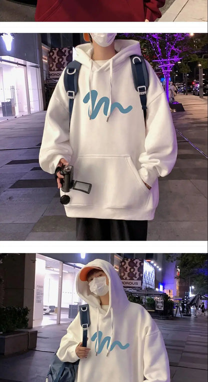 Sweater Men 2024 New Autumn and Winter Hooded American Couple Hoodies Fashion Casual Thickened Velvet Jacket Versatile Trend