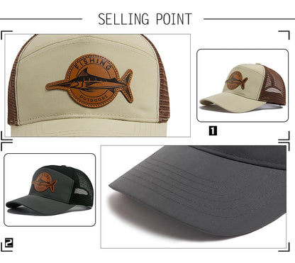 Shark Leather Label Men's Baseball Cap Casual 7 Panel Style Trucker Hat Fashion Hip Hop Mesh Caps Summer Women Visor Hats Unisex