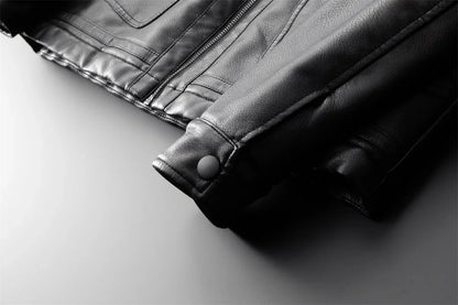 Men's Leather Jacket Winter Fleece Motorcycle Faux Leather Jacket Thick Warm Windbreaker Ropa De Hombre Slim Motorbiker Coat Men