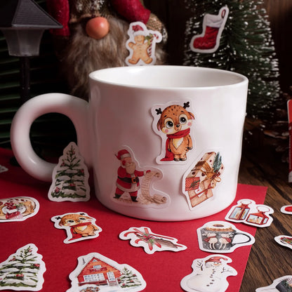 45pcs Cute Christmas Stickers Mini Paper Sticker Label INS Aesthetic Kawaii Snowman Stickers Stationery Scrapbooking Material