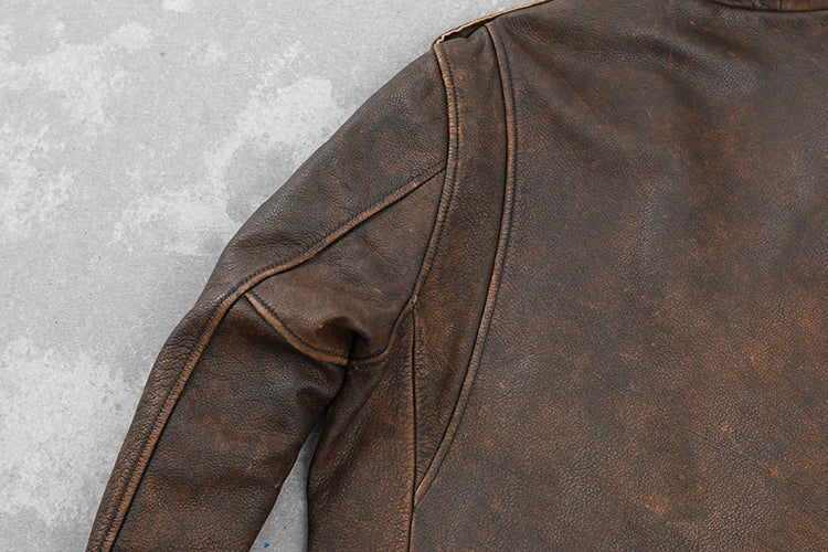 Cowhide Leather Coat Men's Retro Distressed Motorcycle Cycling Clothing Trendy Youth LapeSpring and Autumn Coat