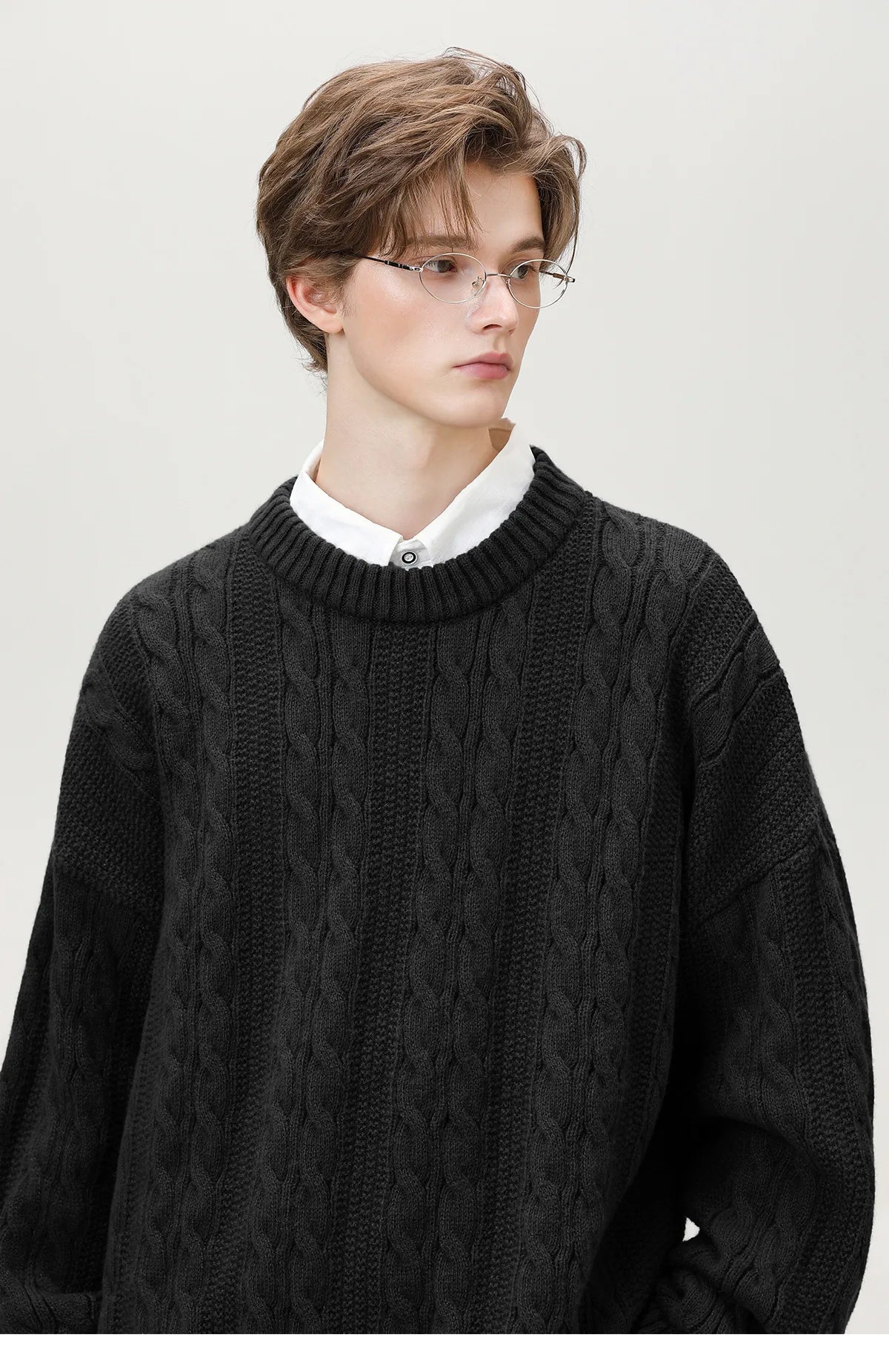 Men Winter Sweaters Men's Thick Twisted Flower Knitted Sweater Autumn Winter Round Neck Pullover Sweater Warm Top Women Sweater