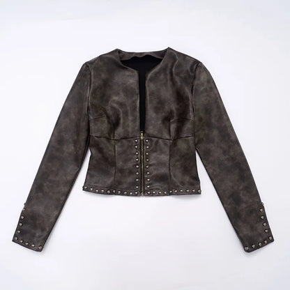 Leather Sexy Jacket Cargo Coats Casual Fashion Crop Sexy Tops 2025 Women Fall Winter Clothes Cyber Y2K Streetwear PU Jackets