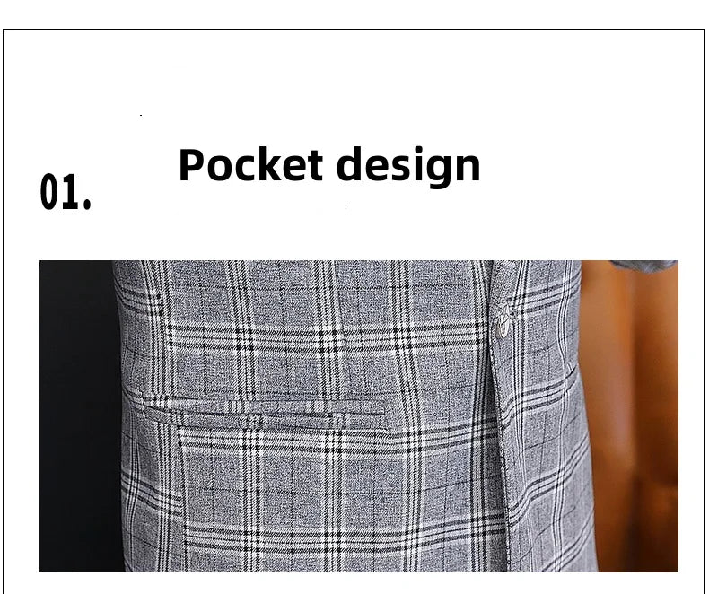 Men's British Style Checkered Suit Casual High-End Spring Autumn Small Plankton Design Handsome Coat