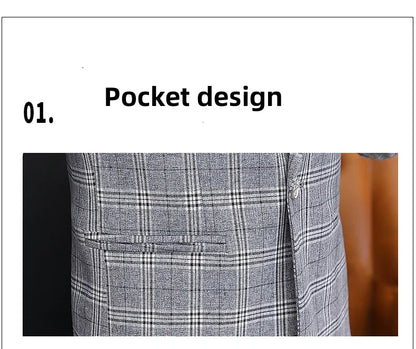 Men's British Style Checkered Suit Casual High-End Spring Autumn Small Plankton Design Handsome Coat