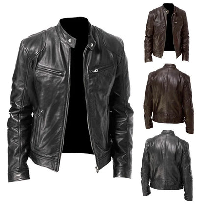 New Men's Leather Jackets Autumn Winter Slim High Quality Motorcycle PU Jacket Man Business Fleece Warm Black Leather Coats