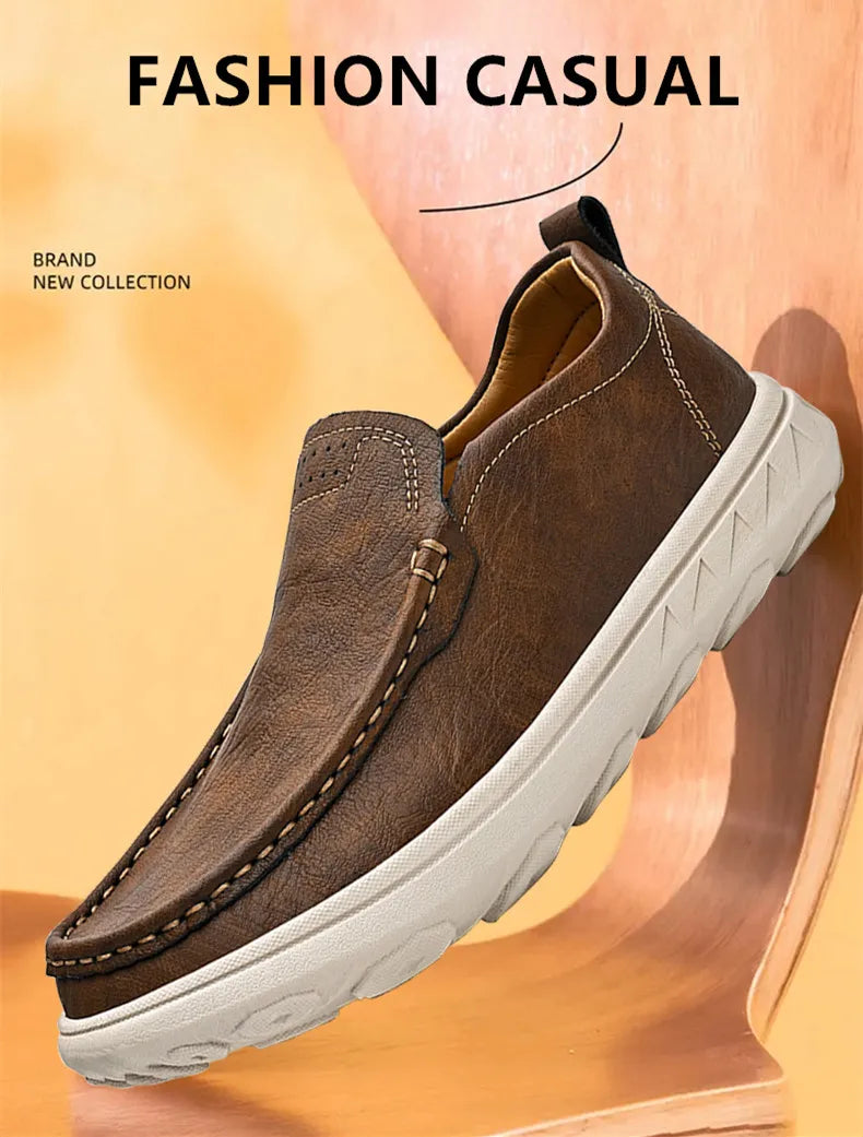 New Leather Men's Loafers Luxury Men Casual Shoes Fashion Lightweight Driving Shoes Breathable Men's Shoes Handmade Flat Shoes
