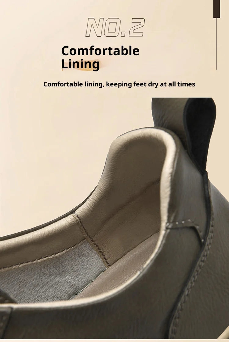 Genuine Leather Men's Casual Shoes, Thick-soled, Anti-slip, Wear-resistant, Height-increasing, Street Fashion, Retro Board Shoes