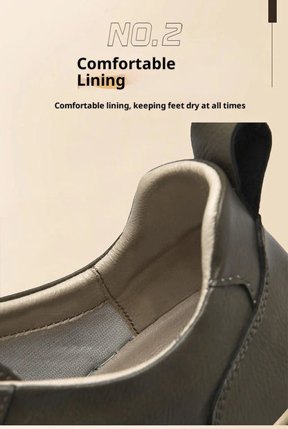 Genuine Leather Men's Casual Shoes, Thick-soled, Anti-slip, Wear-resistant, Height-increasing, Street Fashion, Retro Board Shoes