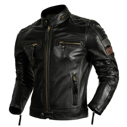Protective Rider Clothing Natural Cow Leather Jacket Men Motor Biker Coat Mens Motorcycle Genuine Jaqueta