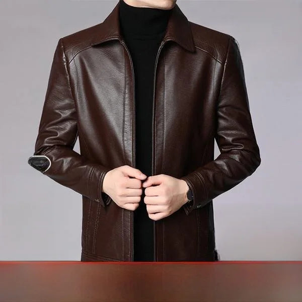 Warmth Thiened Real Leather Jaet Men's Casual Busin Sle eepskin Coat Dad Coat Loose Fit Winter Outerwear
