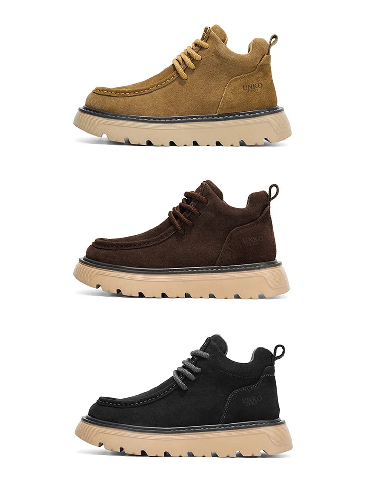 Men's luxury suede leather shoes lace up comfortable ankle boots classic retro leather boots outdoor sports and leisure shoes