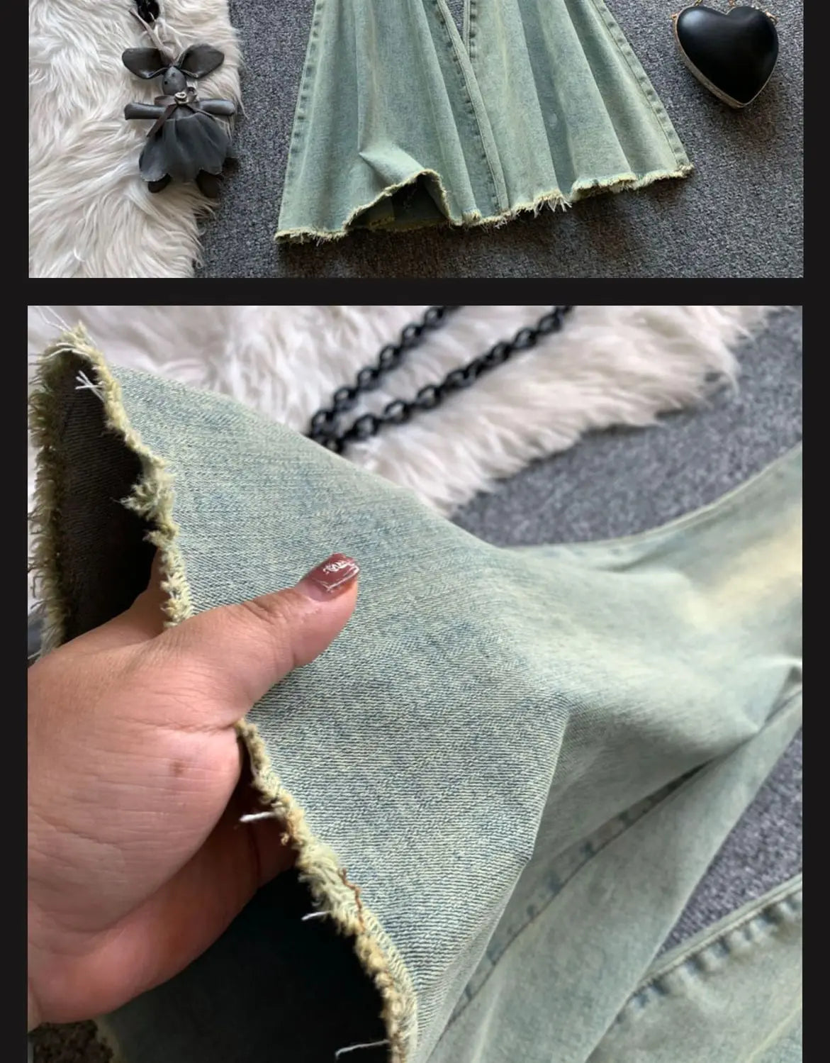 Jeans Women Autumn Chic Daily Flare Trousers Gradient Color High Street Full Length Fashion All-match Temperament Simple Shinny