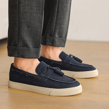 Suede Leather Handmade Loafers Leisure Walk Male Casual Shoes New Design Casual Slip on Flats Versatile Driving Shoes Moccasins