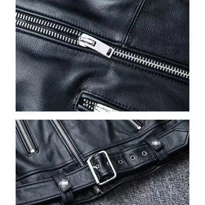 Men's Leather Jacket Fashionable Casual Coat Motorcycle Style Regular Cut Chinese Brand Stock AE New Autumn Winter Collection