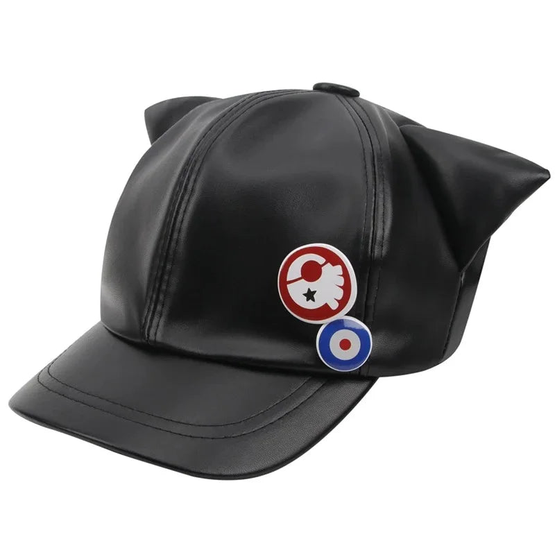 Cosplay Shikinami Asuka Rangure Cat Ear PU Leather Hat Peak EVA Baseball Cap Langley Soryu