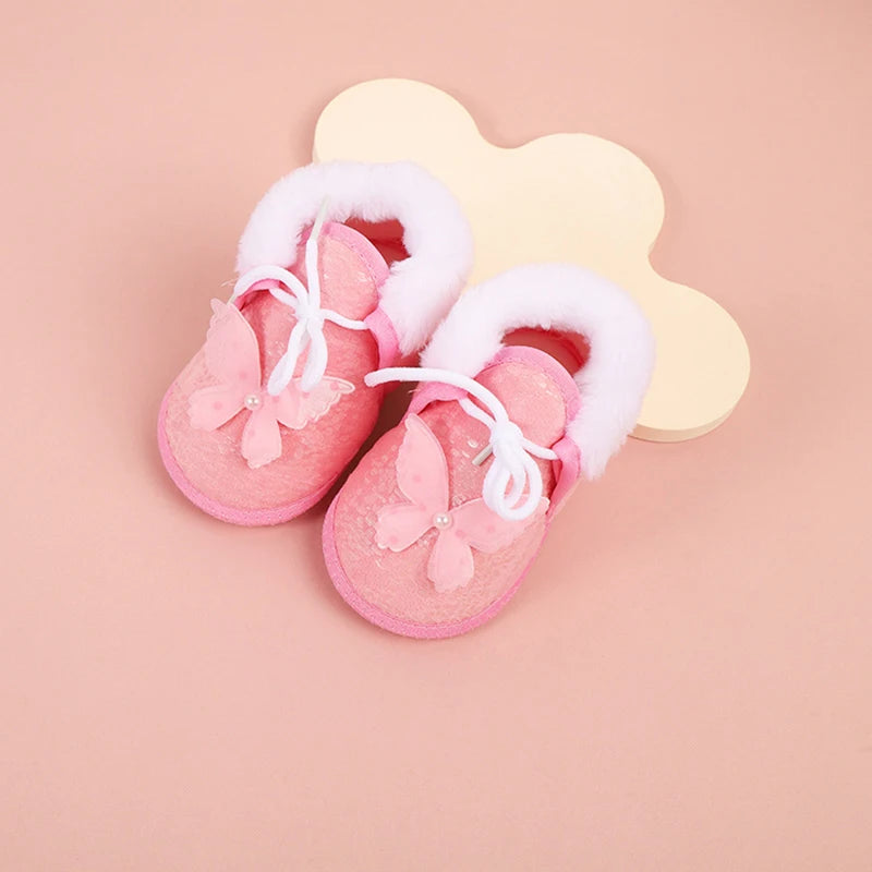 Cute Baby Girls Winter Boots Warm Fleece Lined Snow Shoes with Anti-Slip Sole for Toddlers in Cold Weather