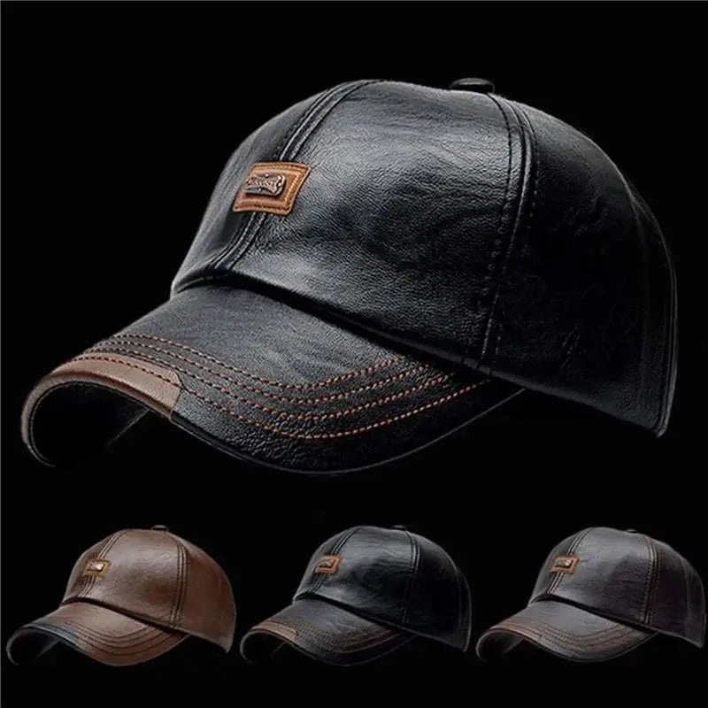 Baseball Cap Casual Fashion Hat Autumn And Winter Thin Plus Velvet Leather For Men New