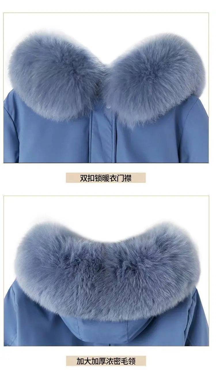 Winter Coat 2025 New Women's Thick Cotton Jacket Women's Medium long Korean version Fur collar Coat Female Warm Parka Overcoat