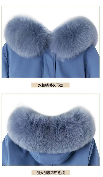 Winter Coat 2025 New Women's Thick Cotton Jacket Women's Medium long Korean version Fur collar Coat Female Warm Parka Overcoat