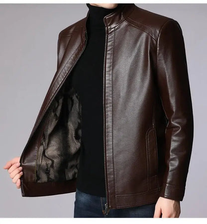 Warmth Thiened Real Leather Jaet Men's Casual Busin Sle eepskin Coat Dad Coat Loose Fit Winter Outerwear