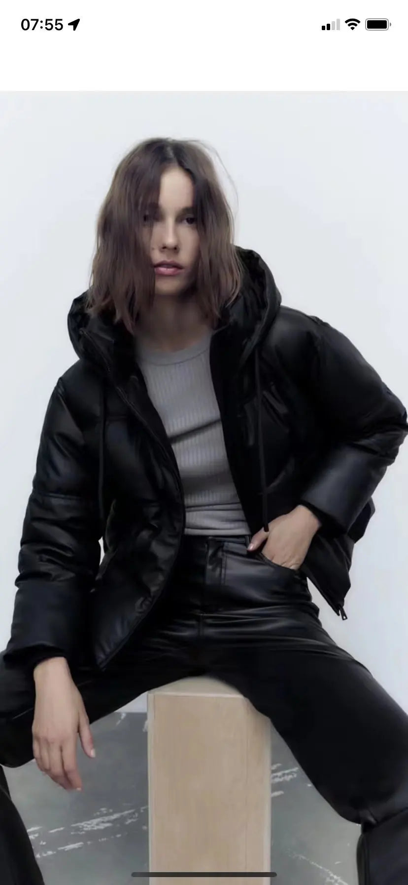 PU Leather Parkas Women Fashion Hooded Faux Leather Coats Women Elegant Zipper Cotton Jackets Female Ladies