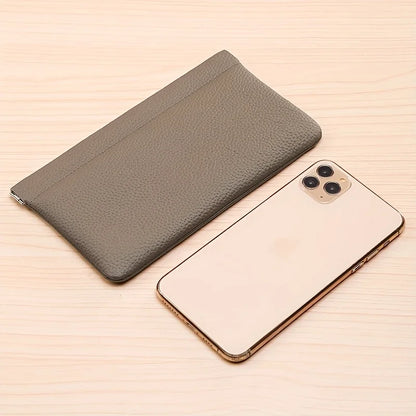 [Leather Wallet] Genuine Leather Long Wallet | Self-Closing with Zipper Closure - Compact Travel Organizer for Cash, Cards