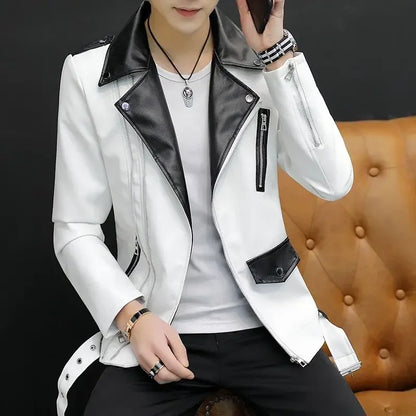 Coats Black Leather Jacket for Men Trendy 2025 Fashion Fashionable Spring Clothes Man Suits and Blazers Menswear Vintage Classic