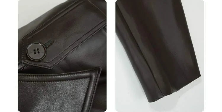 Women Faux PU Leather Coats Turn Down Collar Black High Waist Lace Up Long Jackets Casual Elegant Y2k Maxi Loose Windbreak