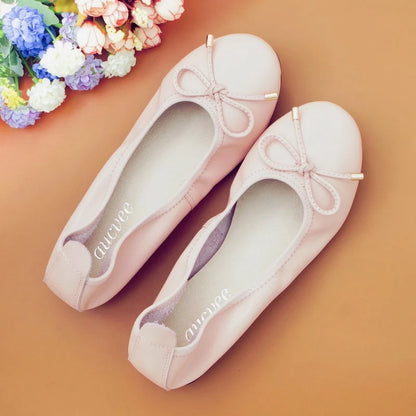 2024 Women Leather Breathable Ladies Comfortable Ballet Flats Driving Shoe Fashion Slip on Shallow Loafers Office Flat Boat Shoe