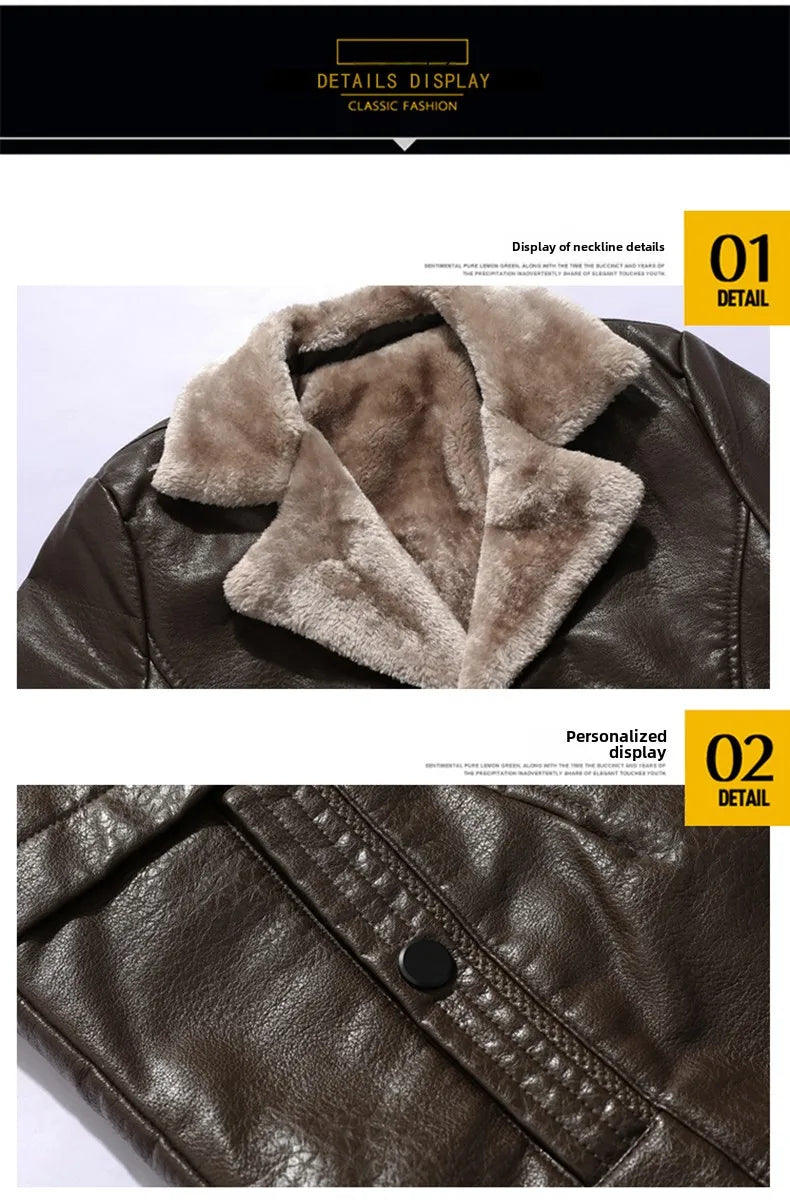 Men Coat Winter Long Leather Jacket Casual Jackets Coats New Faux Leather Vintage Biker Jacket Men Windproof Motorcycle Jacket