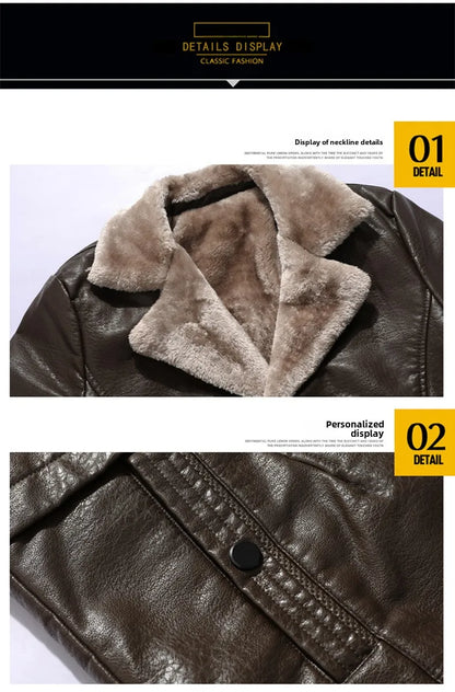 Men Coat Winter Long Leather Jacket Casual Jackets Coats New Faux Leather Vintage Biker Jacket Men Windproof Motorcycle Jacket