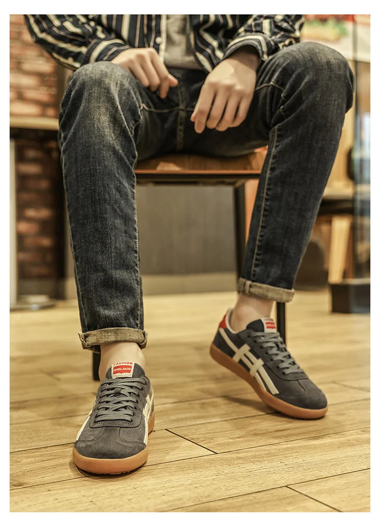 Genuine Leather Men Shoes Flat Casual Fashion Retro Training Shoes Outdoor Comfortable Athletics Sport Shoes Male Sneakers