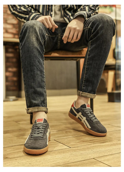 Genuine Leather Men Shoes Flat Casual Fashion Retro Training Shoes Outdoor Comfortable Athletics Sport Shoes Male Sneakers