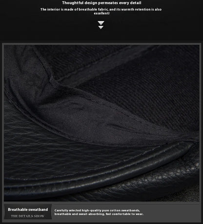 Men's Genuine Leather Baseball Cap Premium Cowhide Autumn/Winter New Style Haining Sourced with Ear Protection for Outdoor Use