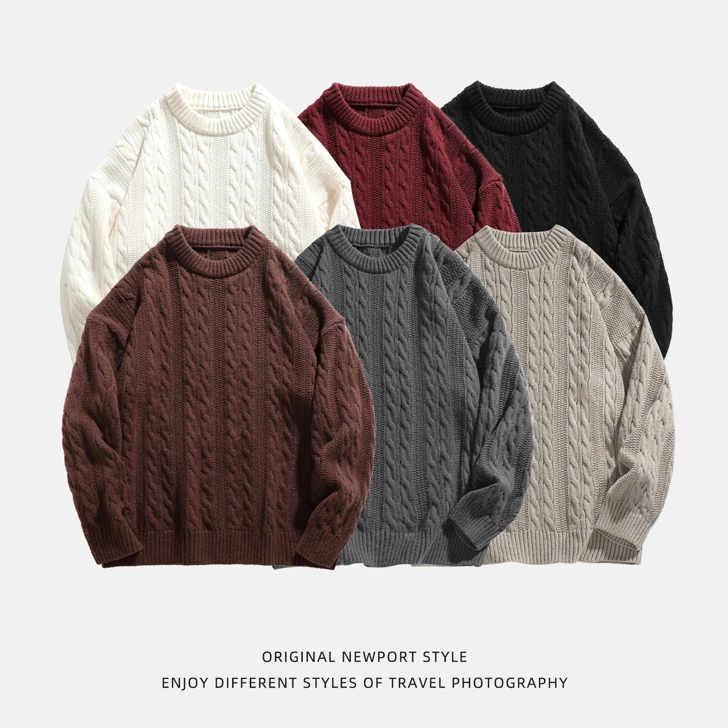 Men Winter Sweaters Men's Thick Twisted Flower Knitted Sweater Autumn Winter Round Neck Pullover Sweater Warm Top Women Sweater
