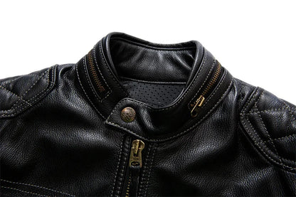 Protective Rider Clothing Natural Cow Leather Jacket Men Motor Biker Coat Mens Motorcycle Genuine Jaqueta