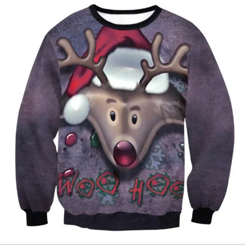 Funny 3D Christmas Swaeter Gift Santa Claus Patterned Ugly Sweater Jerseys And Sweaters Blouses For Men Women Pullover Hoodie