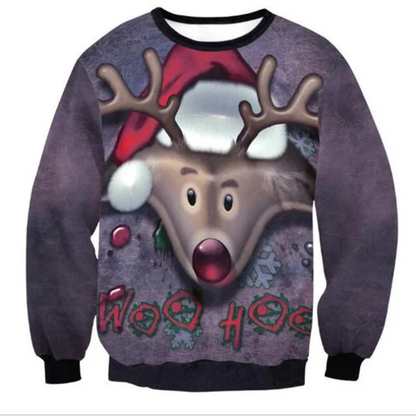 Funny 3D Christmas Swaeter Gift Santa Claus Patterned Ugly Sweater Jerseys And Sweaters Blouses For Men Women Pullover Hoodie