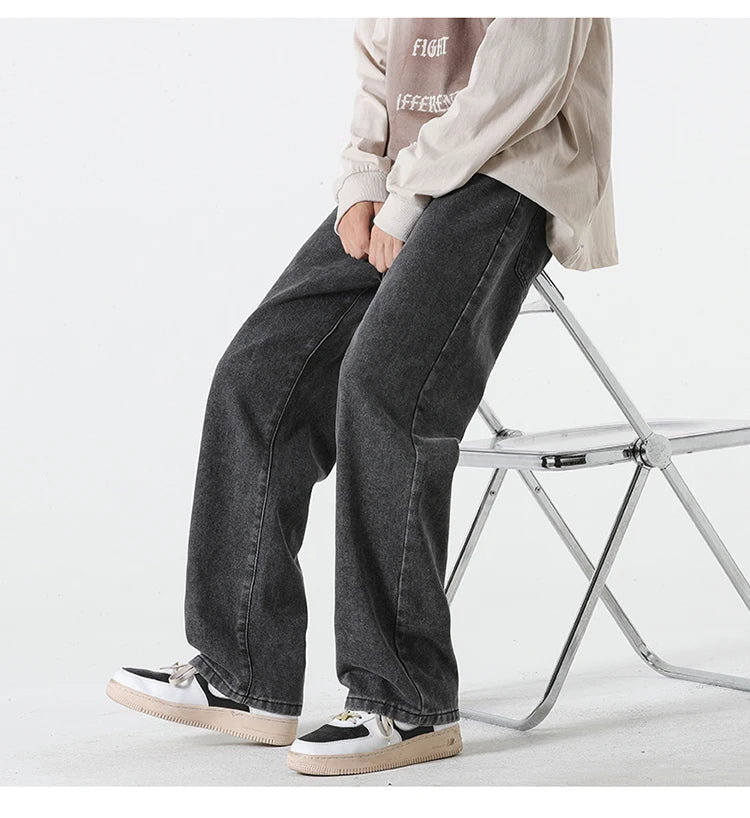 Jeans men's spring and summer 2025 new style trend straight versatile casual pants loose wide-leg mopping trousers