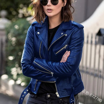 Women's Leather Coat Women Short Slim-Fit New Biker's Leather Jacket Winter Autumn Leather Jackets Coats