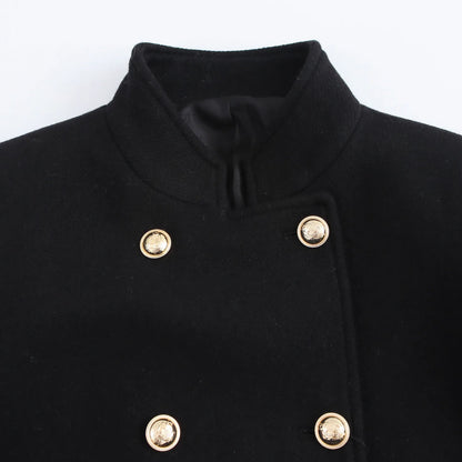 Winter Coat For Women 2024 Solid Lapel Double Breasted Long Cardigan Top Female Pokcet Streetwear Woman New In OuterCoat